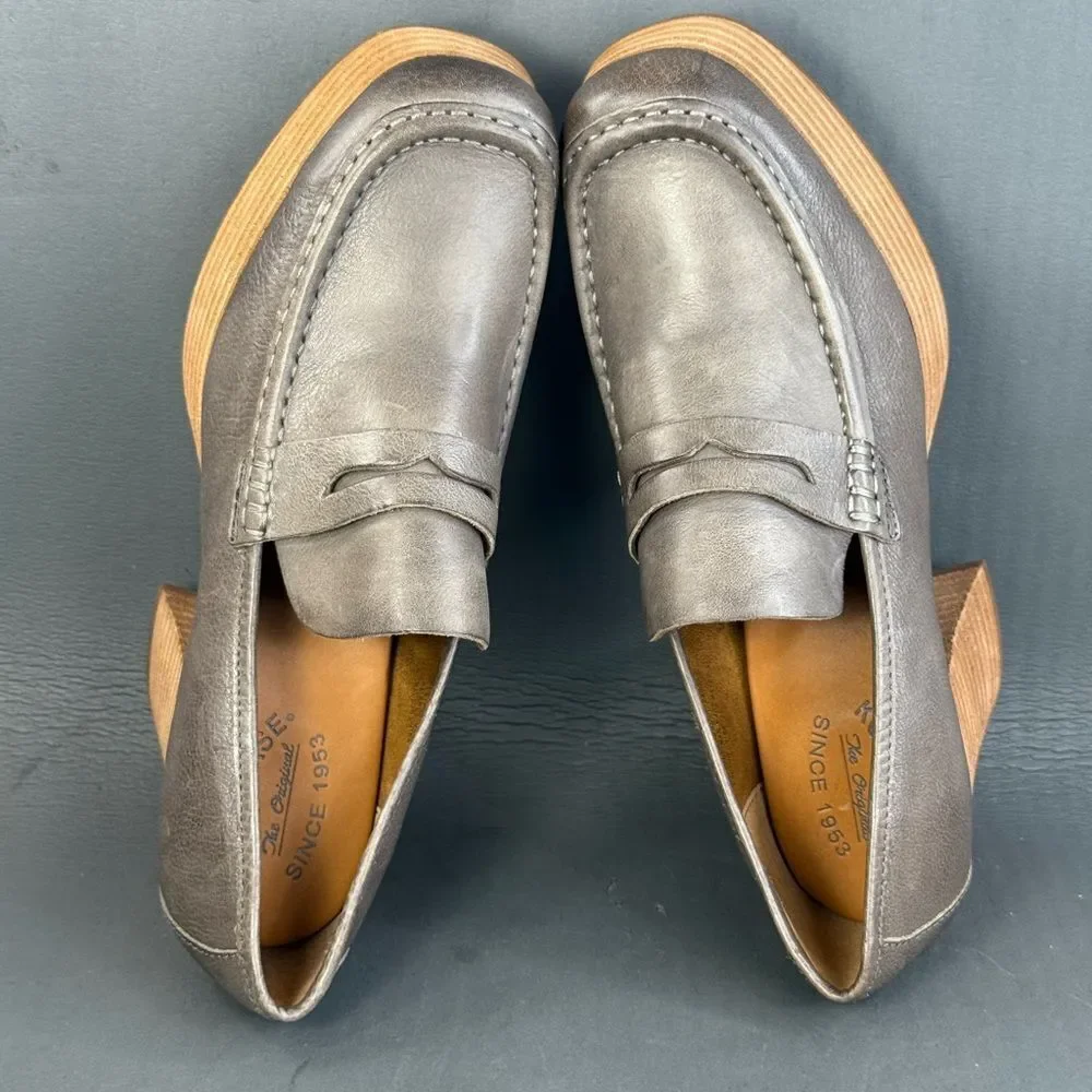 Kork-Ease Barbara Women's Platform Penny Loafer Pump shoes grey leather 9.5
